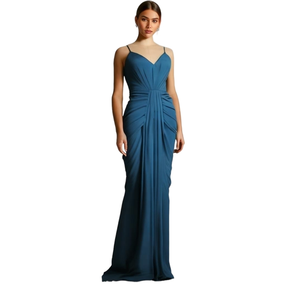 NWT Bariano Teal V Neck Maxi Dress XS